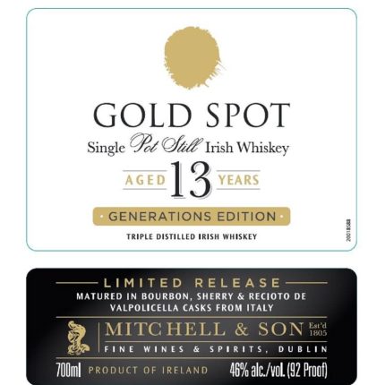 Gold Spot Generations Edition 13 Year Old Irish Whiskey 700ML